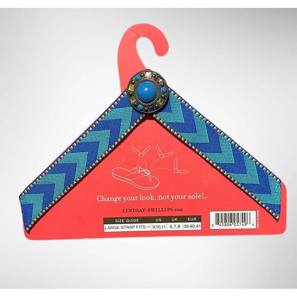 Lindsay Phillips Switchflops Straps Dolores Large Blue Chevron Rhinestone Detail - Picture 2 of 4